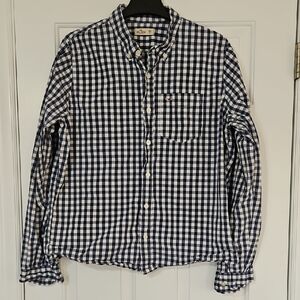 Hollister Men's Navy and White Checkered Shirt